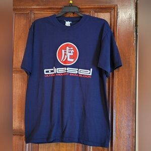 Diesel Deep Navy Blue Short Sleeve Tee with Graphic Design